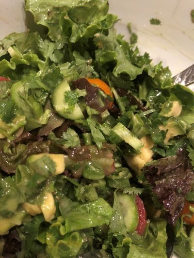Messy green salad
